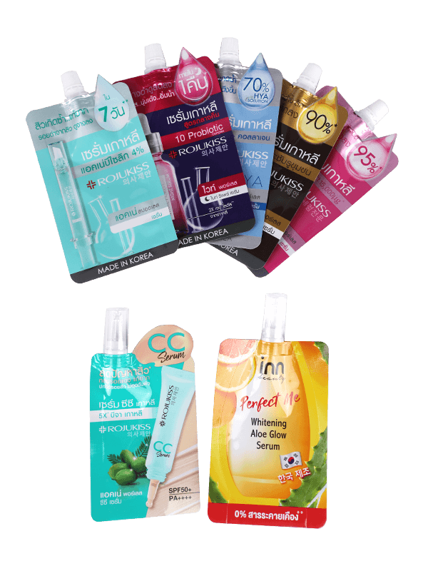 Busta con beccuccio per stampa personalizzata di forma speciale per il confezionamento del siero